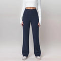 High-Waisted Elastic Casual Trousers