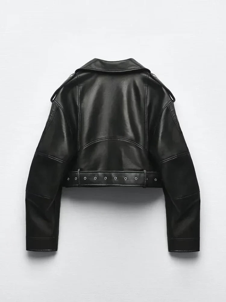 BERLIN – Belted Moto Jacket – 030 –Vegan Leather