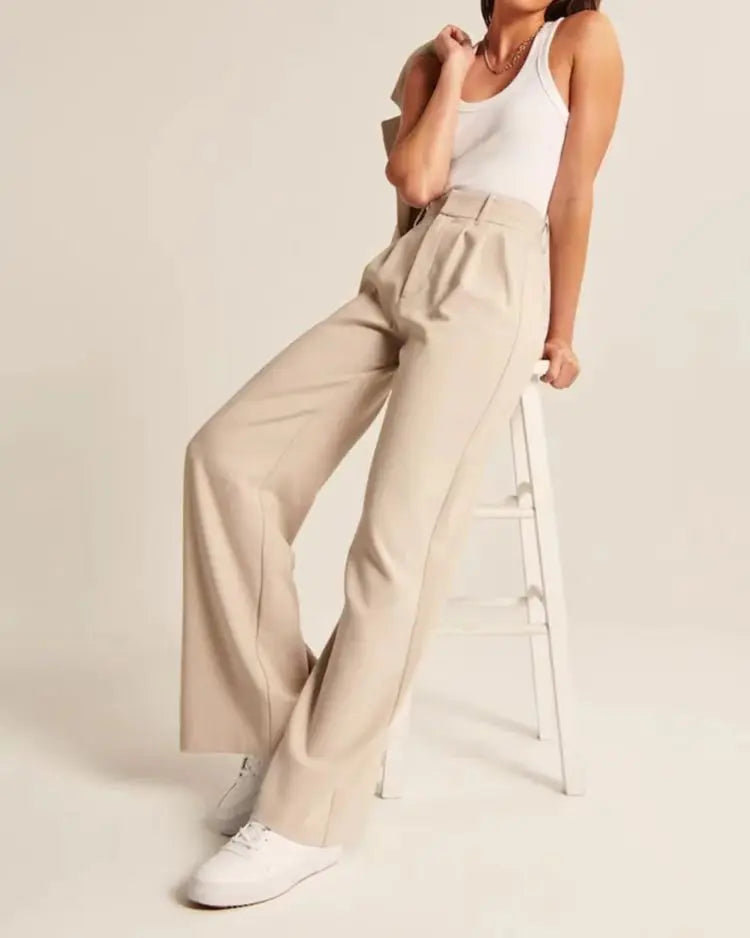 Lightweight Tailored Wide-Leg Pants