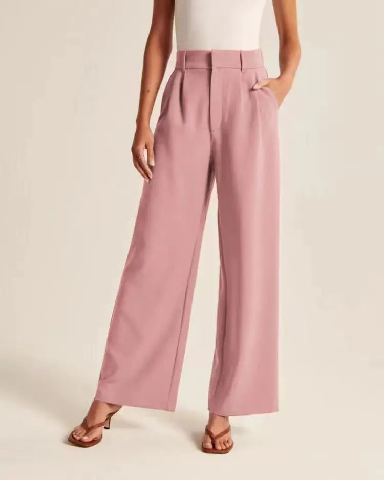 Lightweight Tailored Wide-Leg Pants