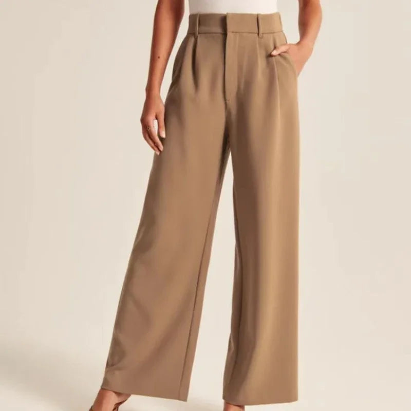 Lightweight Tailored Wide-Leg Pants