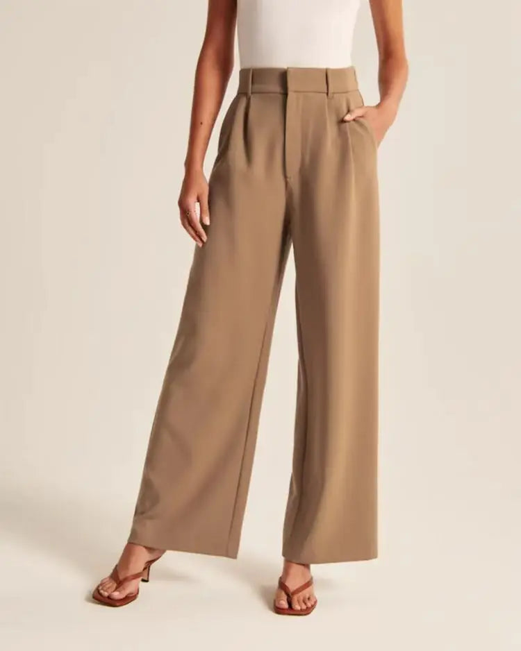 Lightweight Tailored Wide-Leg Pants