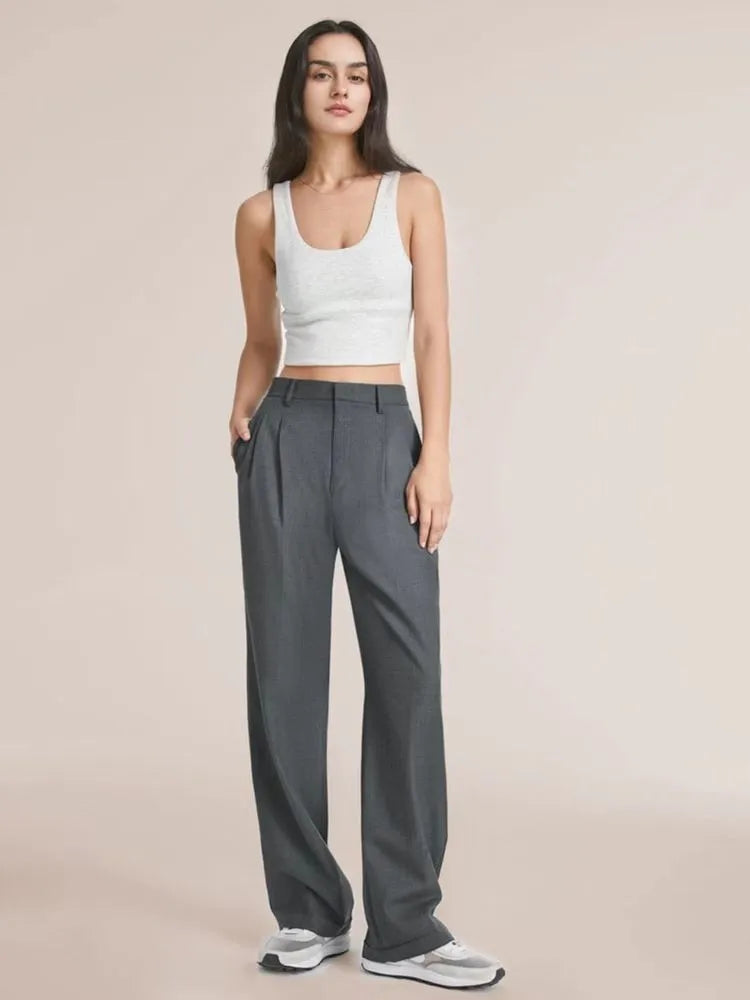 Lightweight Tailored Wide-Leg Pants