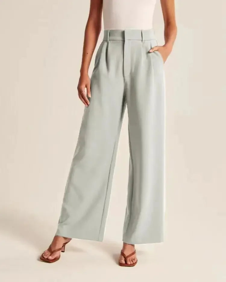 Lightweight Tailored Wide-Leg Pants