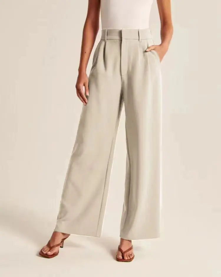 Lightweight Tailored Wide-Leg Pants