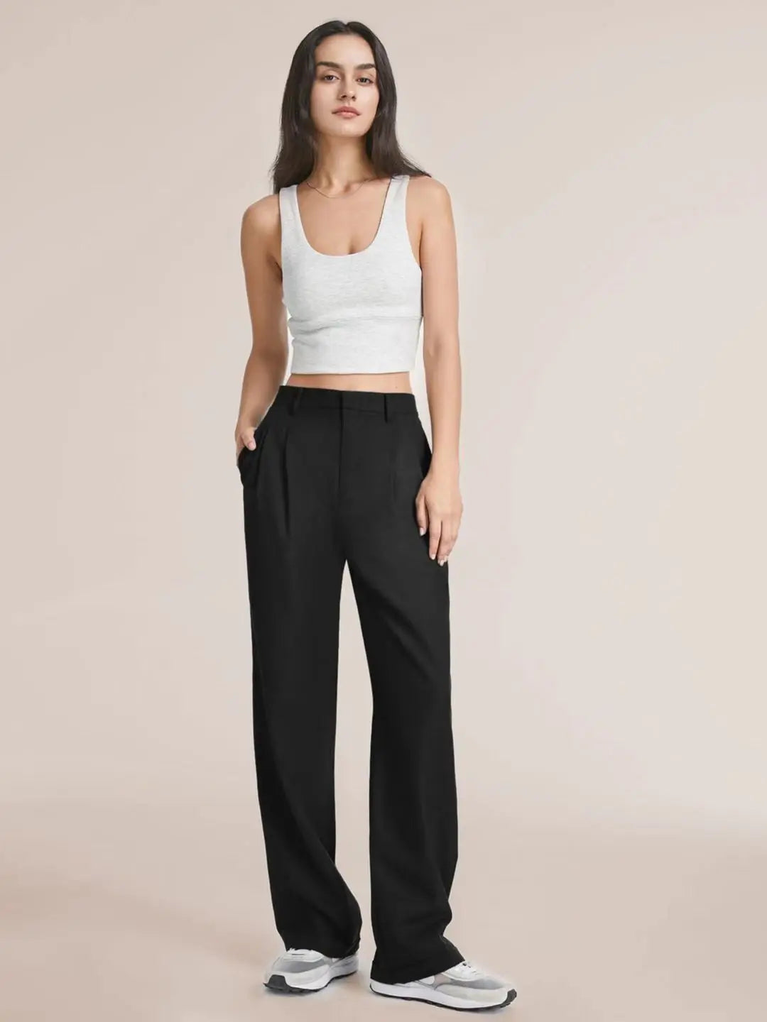 Lightweight Tailored Wide-Leg Pants